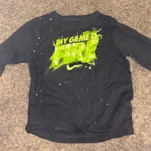 Nike Kids 'My Game Is Fire' charcoal gray Long-Sleeve Tee - Green Graphic